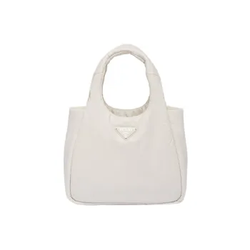PRADA Soft Sheep Leather Basket Bag Tote Bag Shopping Bag Handbag Women's White
