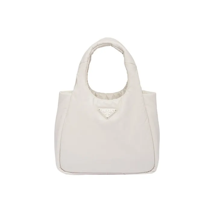 PRADA Soft Sheep Leather Basket Bag Tote Bag, Shopping Bag, Handbag Women's White-0