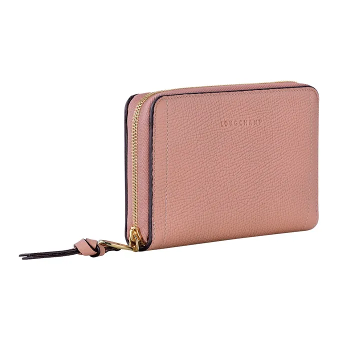 LONGCHAMP Mailbo Grained Cow Leather Wallet Women's Pink-1