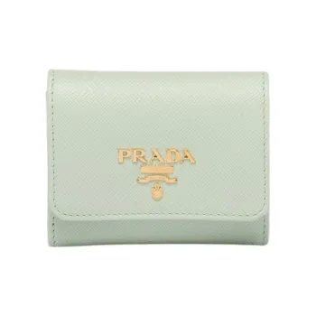 PRADA Saffiano Leather Wallet Mini Women's Green