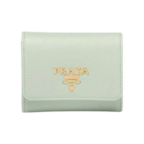 PRADA Saffiano Leather Wallet Mini Women's Green