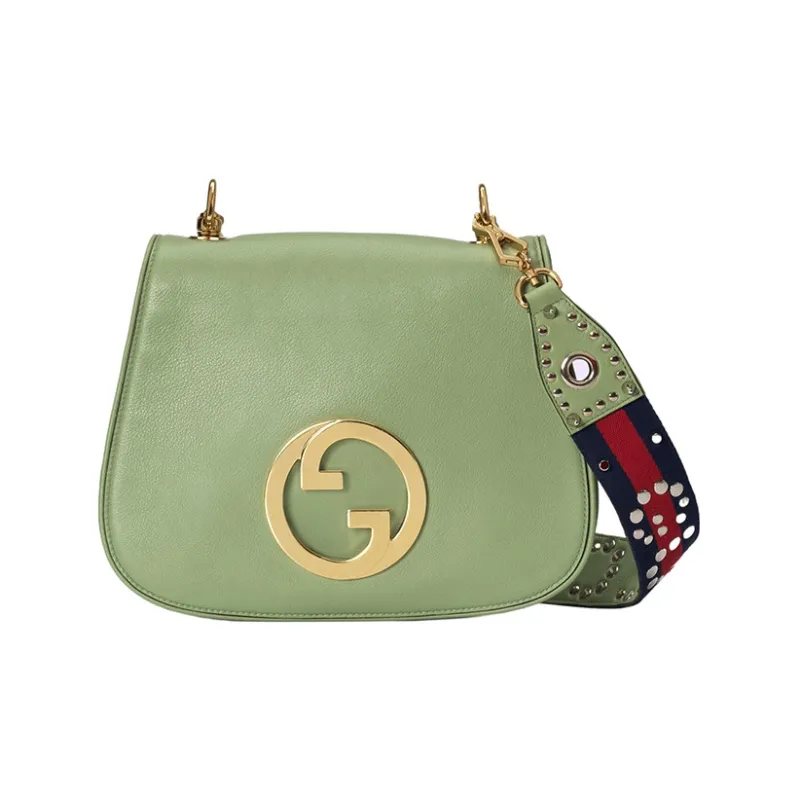 GUCCI Blondie Leather Shoulder Bag Crossbody Bag Handbag Women's Light Green-2