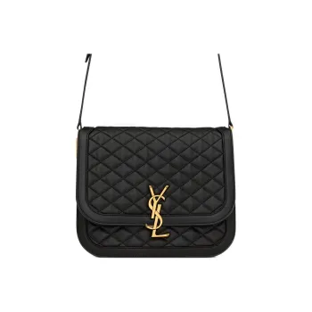 SAINT LAURENT SOLFERINO Soft Quilting Sheepskin Tofu Bag Crossbody Bag Shoulder Bag Women's Black