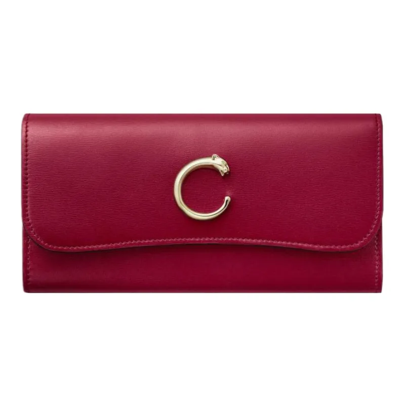 CARTIER Panthère De Cartier Calfskin Wallet Women's Red-0