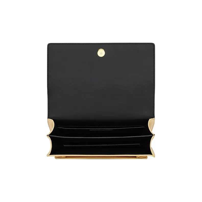 SAINT LAURENT SUNSET Smooth Leather Handbag, Shoulder Bag, Crossbody Bag Medium Size Women's Black/Beige-6