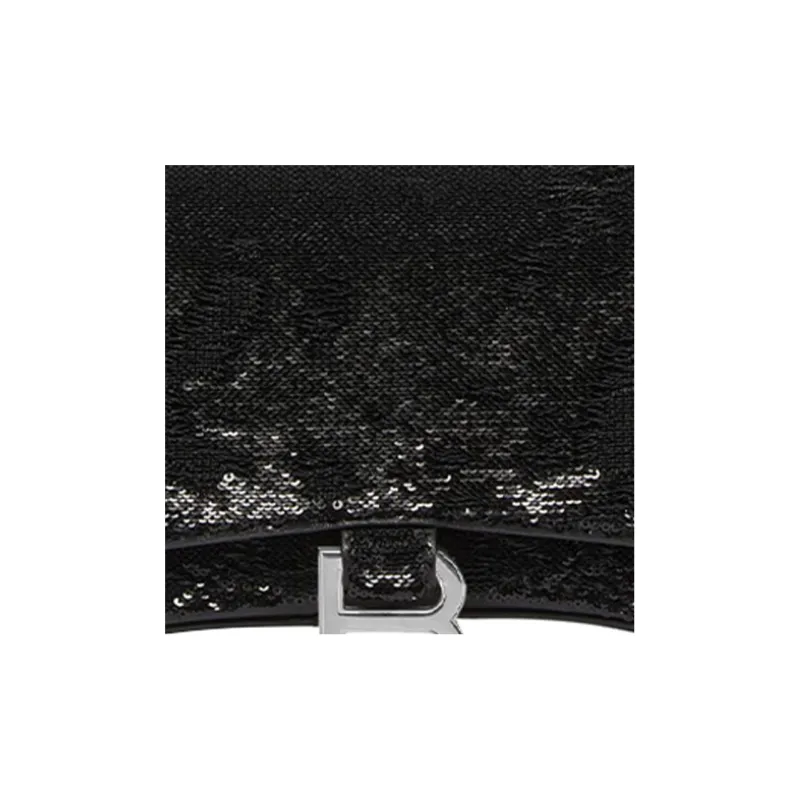 Balenciaga Hourglass Cow Leather Clutch Women's Black-6