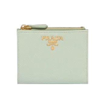 PRADA Saffiano Leather Wallet Mini Women's Green