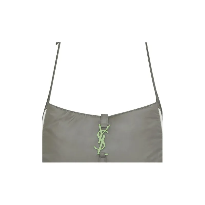 SAINT LAURENT LE5A7 Recycled Nylon Shoulder Bag, Crossbody Bag Women's Gray-5