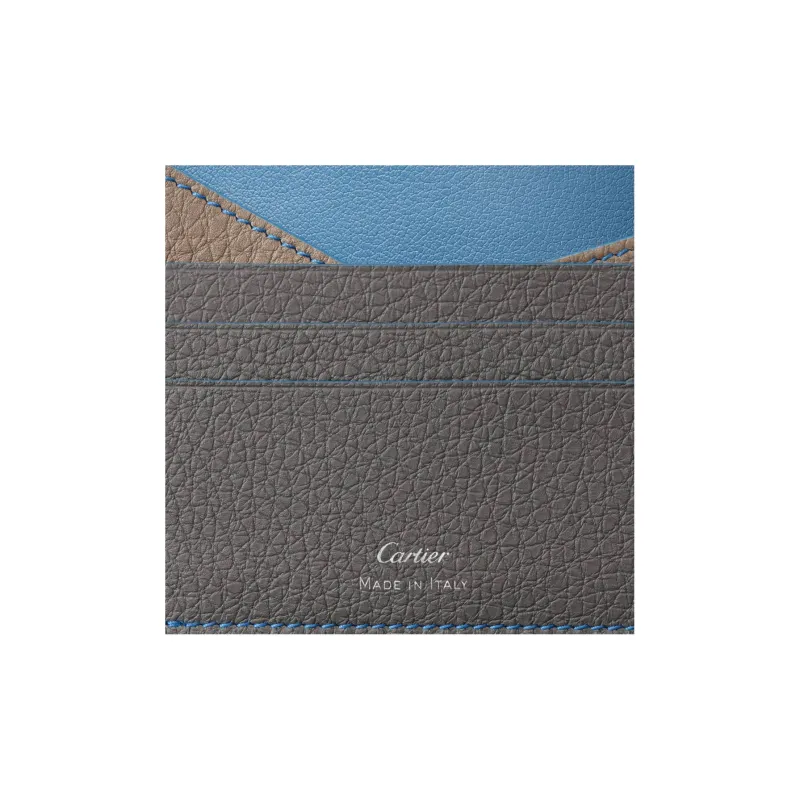 CARTIER Must De Cartier Textured Calfskin Card Holder Men's Taupe-6