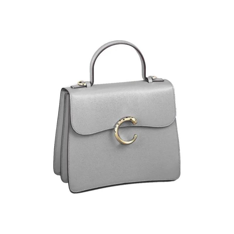 CARTIER Panthère De Cartier Calfskin Shoulder Bag Crossbody Bag Handbags Small Size Women's Gray-1