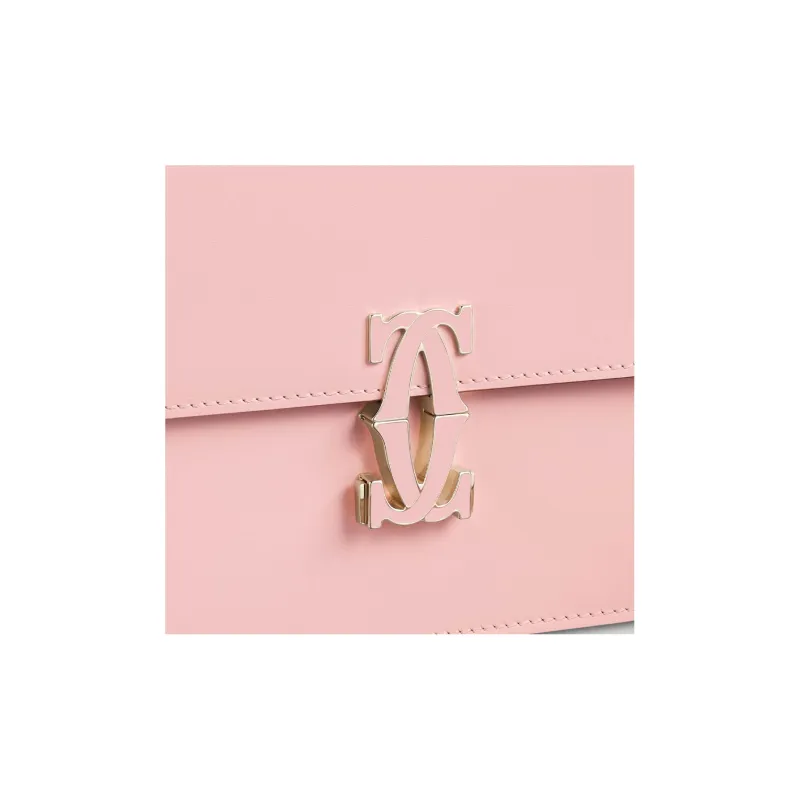 CARTIER Double C Calfskin Shoulder Bag Crossbody Bag Mini Women's Pink-6
