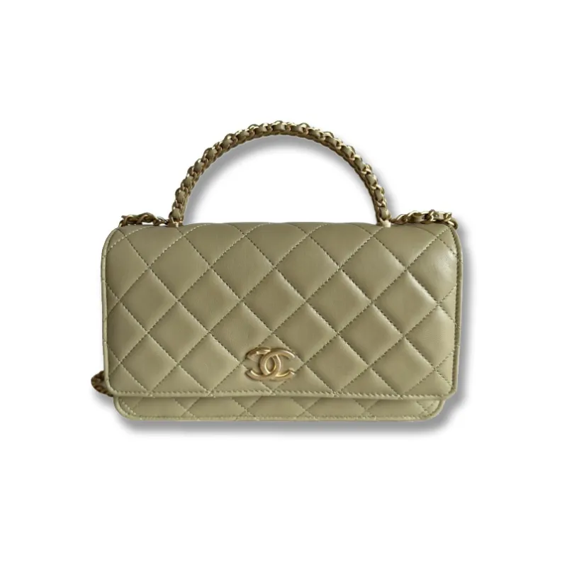 CHANEL WOC Leather Is Worn On A Chain Handle Bag, Kelly Bag, Shoulder Bag, Crossbody Handbag Medium Size Women's Yellow-0