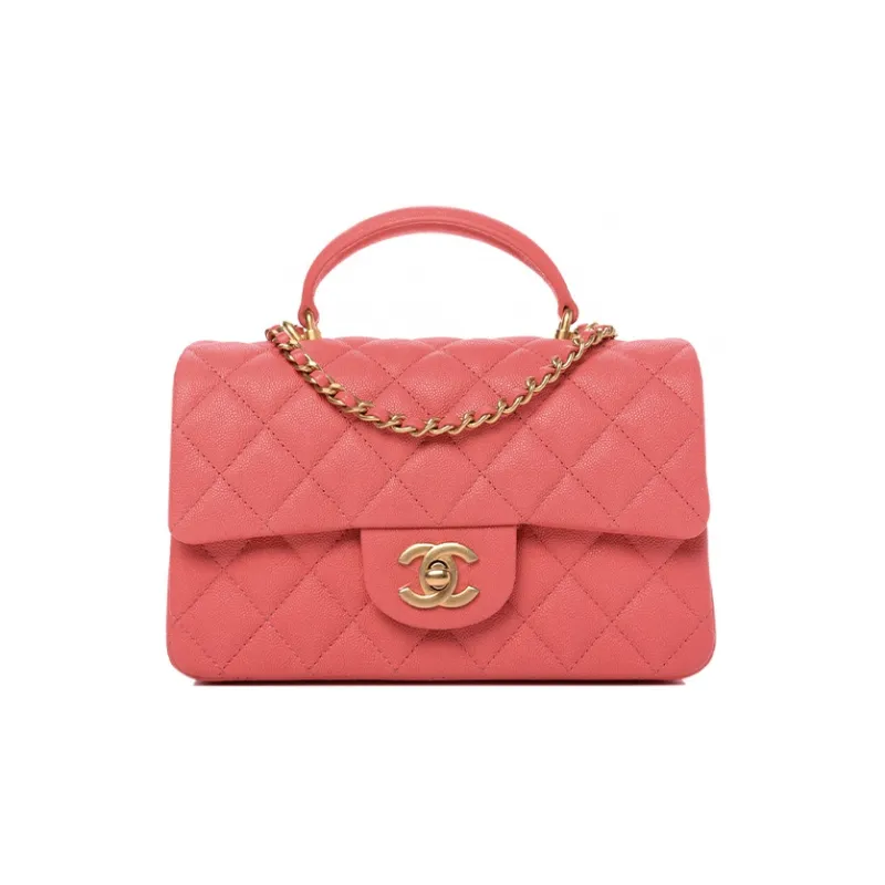 CHANEL Classic Flap CF Calfskin Chain Bag, Shoulder Bag, Crossbody Bag, Handbag Women's Pink-0