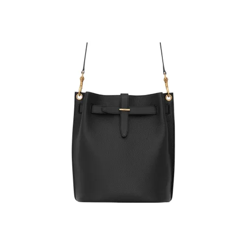 SAINT LAURENT Grained Calfskin Bucket Bags Crossbody Bag Shoulder Bag Women's Black