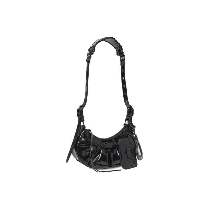 Balenciaga Le Cagole Xs Shoulder Bag In Patent Fabric Black-1