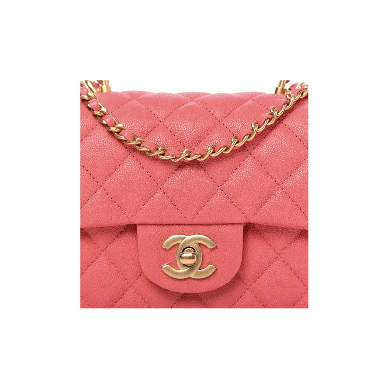 CHANEL Classic Flap CF Calfskin Chain Bag, Shoulder Bag, Crossbody Bag, Handbag Women's Pink-6
