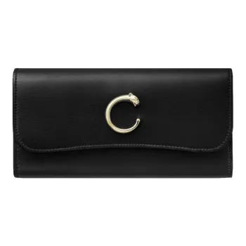 CARTIER Panthère De Cartier Calfskin Wallet Women's Black