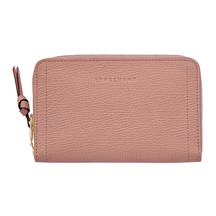 LONGCHAMP Mailbo Grained Cow Leather Wallet Women's Pink-0