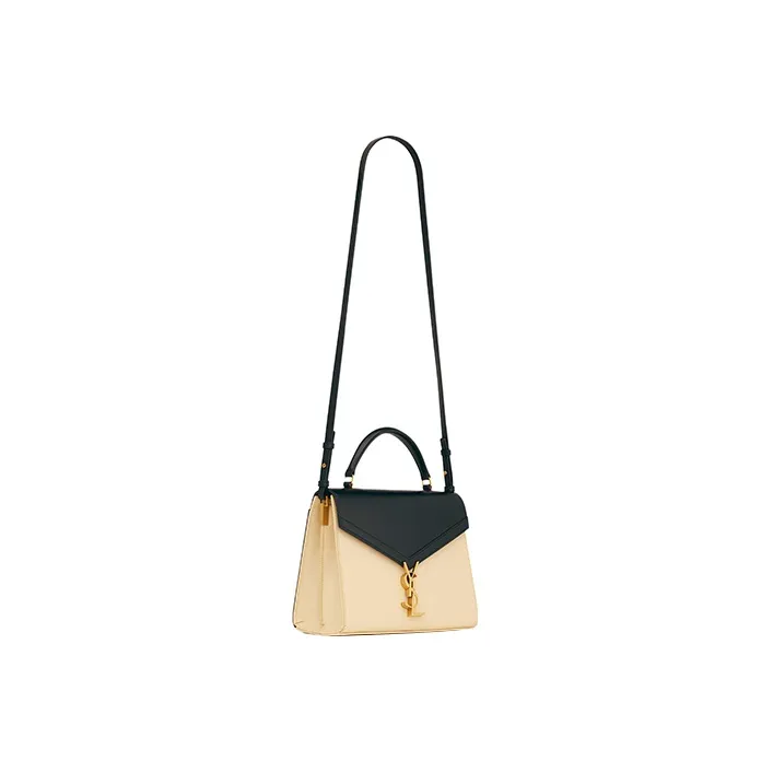 SAINT LAURENT CASSANDRA Calfskin Portable Crossbody Bag, Shoulder Bag Medium Size Women's Black/Ecru-1