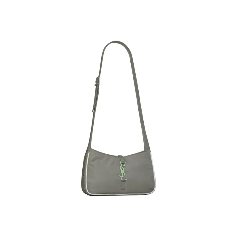 SAINT LAURENT LE5A7 Recycled Nylon Shoulder Bag, Crossbody Bag Women's Gray-2