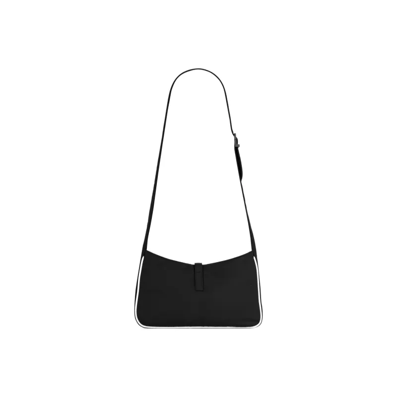 SAINT LAURENT LE5A7 Recycled Nylon Shoulder Bag, Crossbody Bag Women's Black/White-4