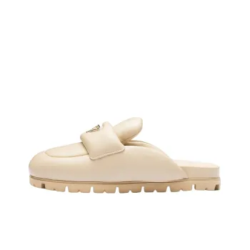 PRADA Soft Padded 20mm Sabots Desert Beige Nappa Leather Women's
