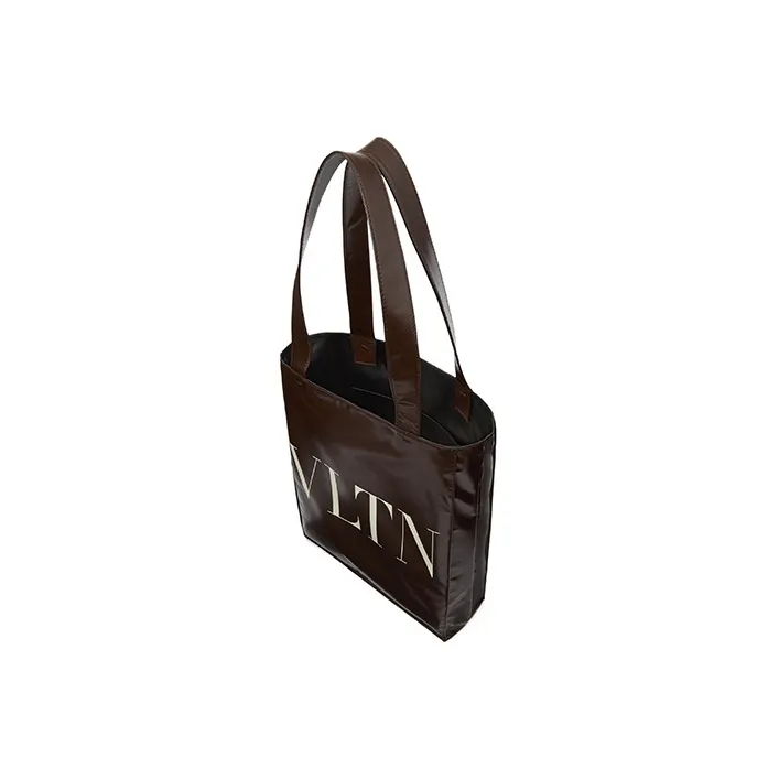 Valentino VLTN Soft Calfskin Tote Bag Shopping Bag Handbag Shoulder Bag Men's Brown-4
