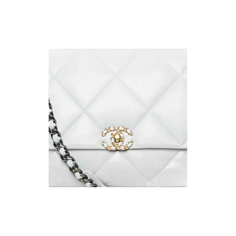 CHANEL 19Bag Sheepskin Flap Bag Handbag, Shoulder Bag, Crossbody Bag Extra Large Women's White-3