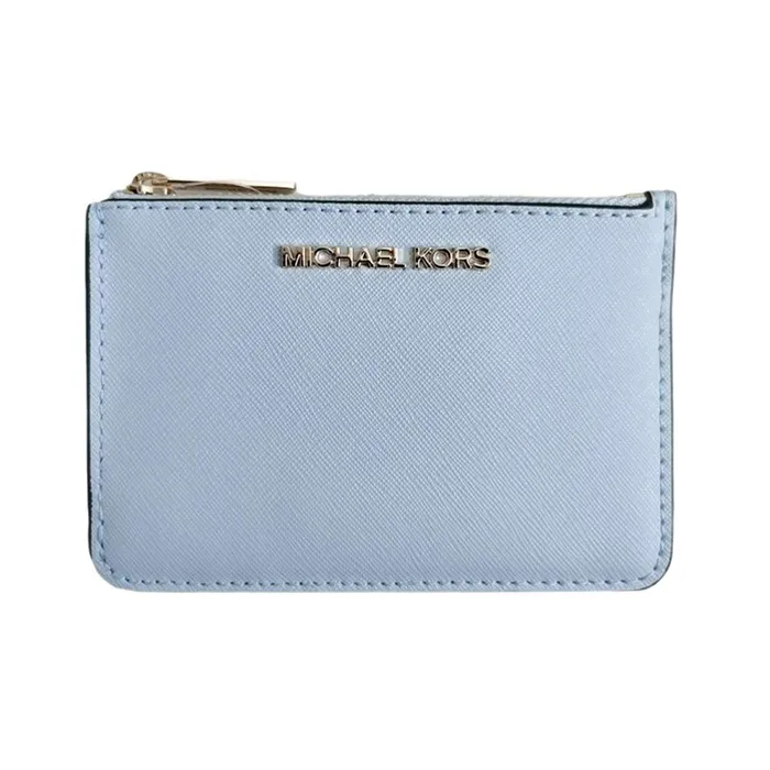 MICHAEL KORS Jet Set Leather Wallet Small Size Women's Light Ocean Blue-0