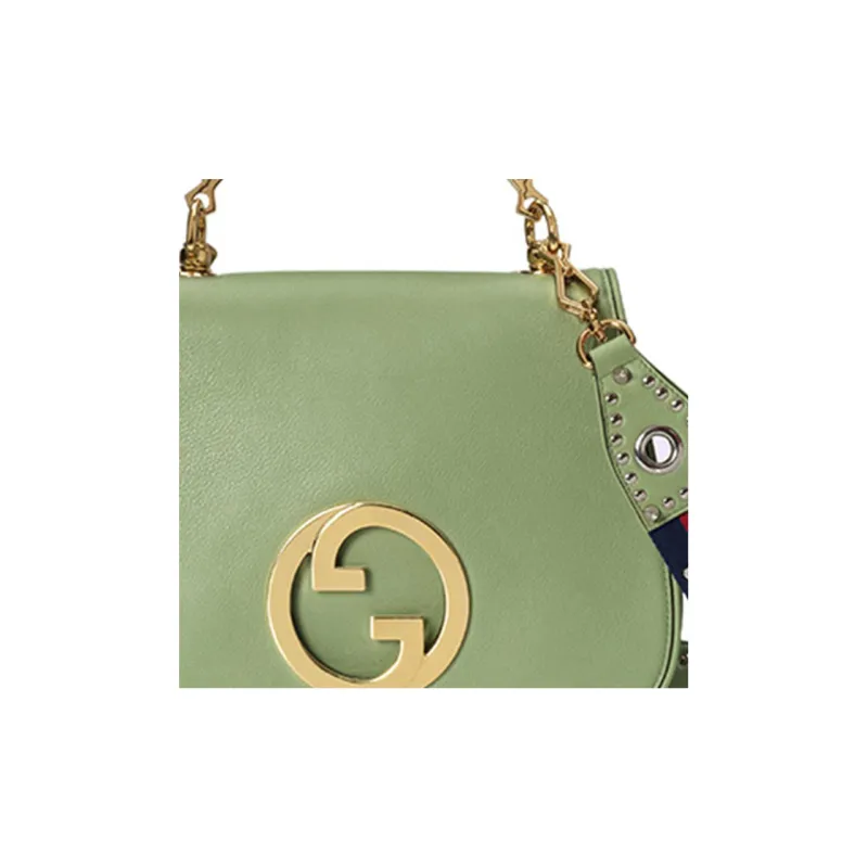 GUCCI Blondie Leather Shoulder Bag Crossbody Bag Handbag Women's Light Green-9