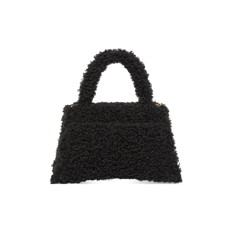 Balenciaga Hourglass Sheepskin Shoulder Bag Crossbody Bag Handbag Small Size Unisex Black-3
