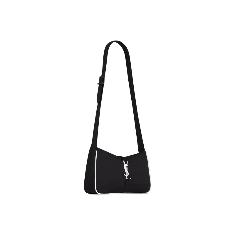 SAINT LAURENT LE5A7 Recycled Nylon Shoulder Bag, Crossbody Bag Women's Black/White-2