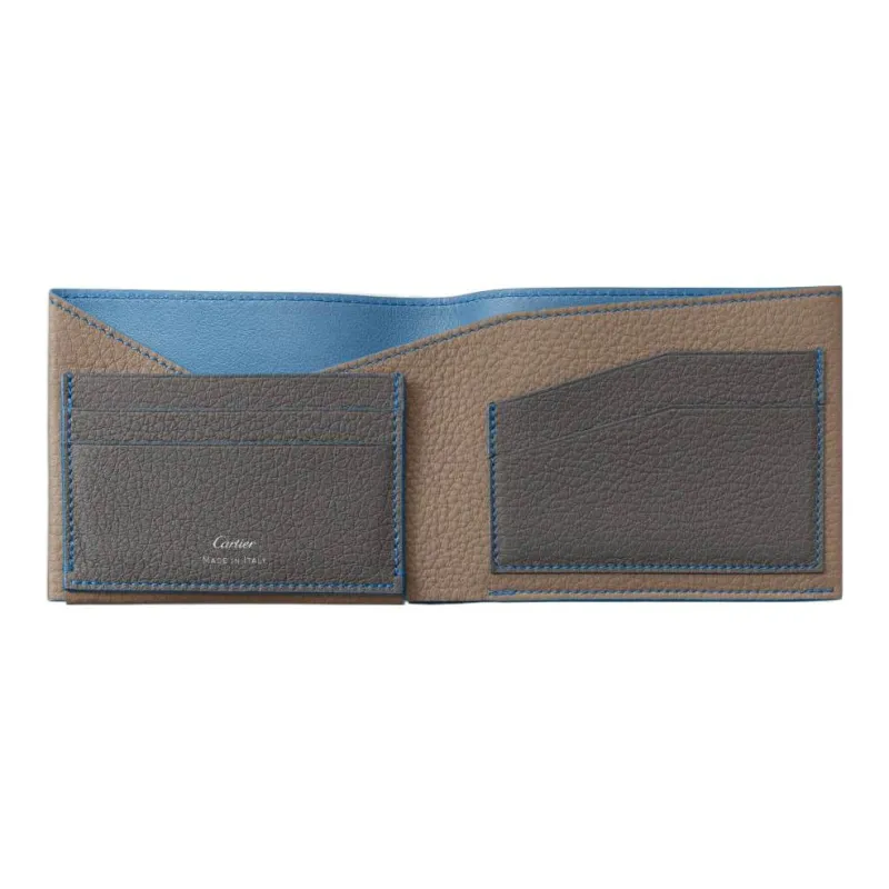 CARTIER Must De Cartier Textured Calfskin Card Holder Men's Taupe-2