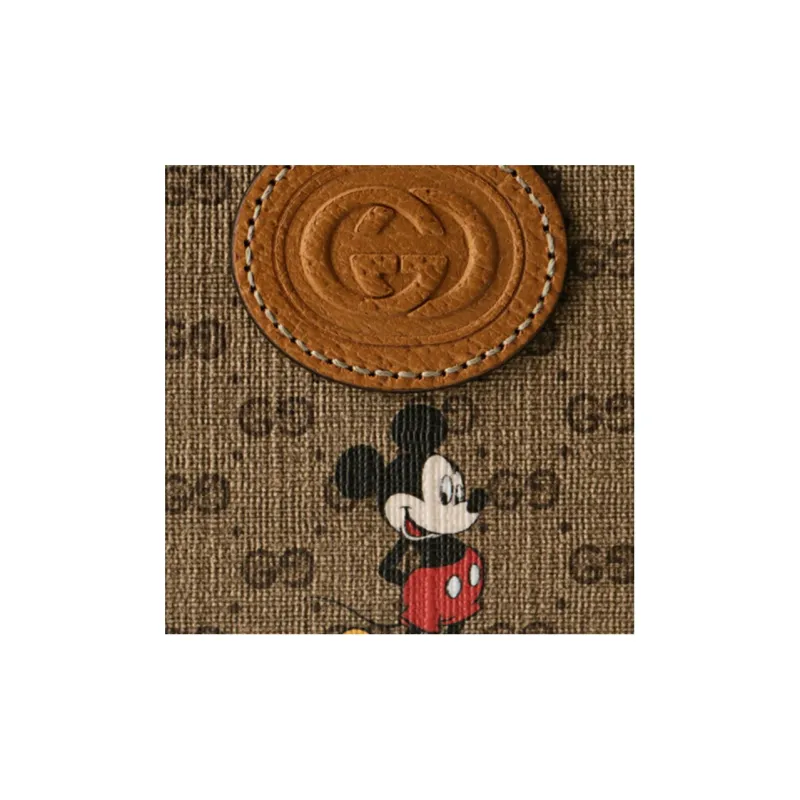 GUCCI Disney, Collaboration Leather Binding Wallet Unisex Brown Yellow-4
