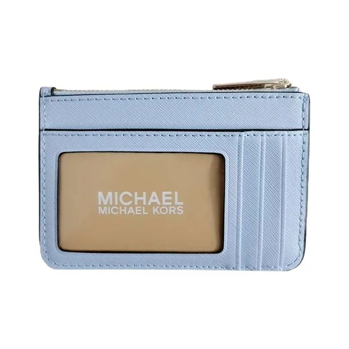 MICHAEL KORS Jet Set Leather Wallet Small Size Women's Light Ocean Blue-1