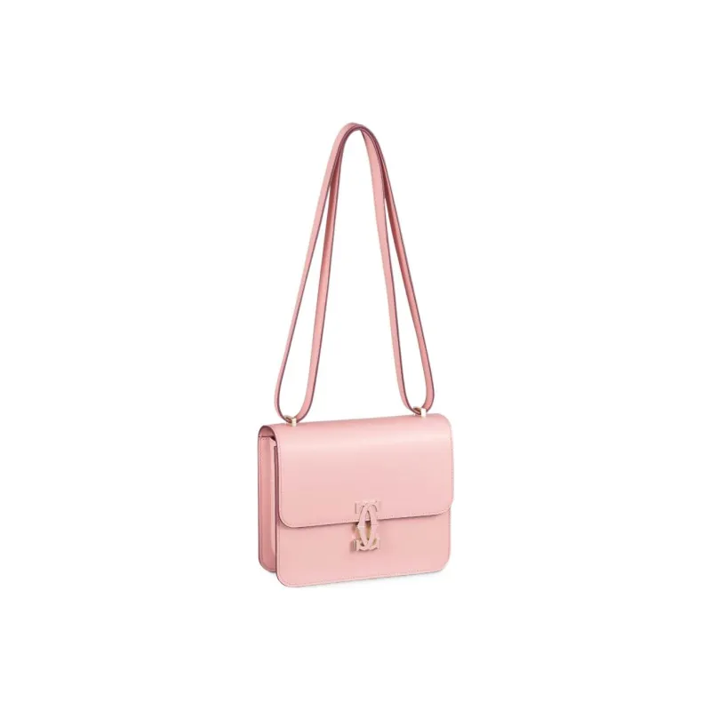 CARTIER Double C Calfskin Shoulder Bag Crossbody Bag Mini Women's Pink-1