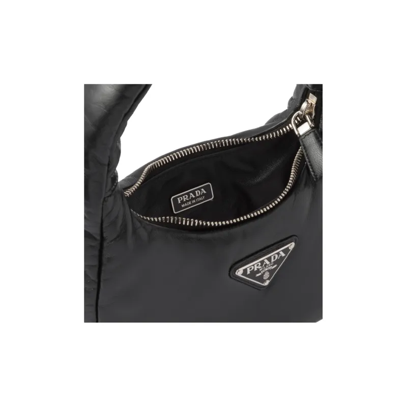 PRADA Soft Sheep Leather Shoulder Bag, Crossbody Bag, Handbag Mini Women's Black-5
