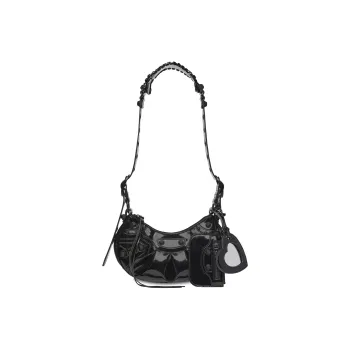 Balenciaga Le Cagole Xs Shoulder Bag In Patent Fabric Black