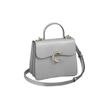 CARTIER Panthère De Cartier Calfskin Shoulder Bag Crossbody Bag Handbags Small Size Women's Gray