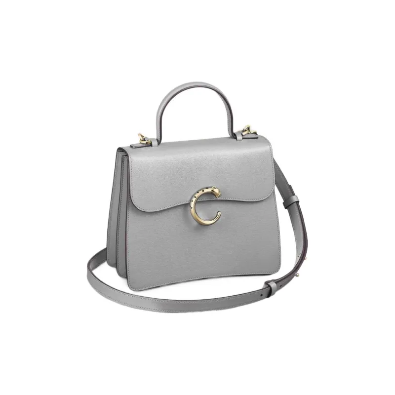 CARTIER Panthère De Cartier Calfskin Shoulder Bag Crossbody Bag Handbags Small Size Women's Gray-0