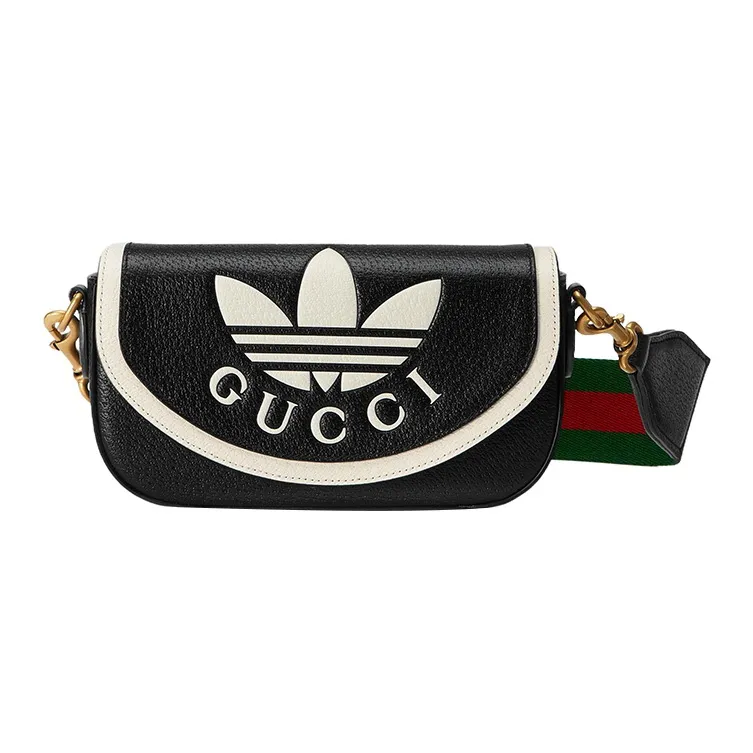 GUCCI X Adidas Mini Leather Crossbody Bag Black-0