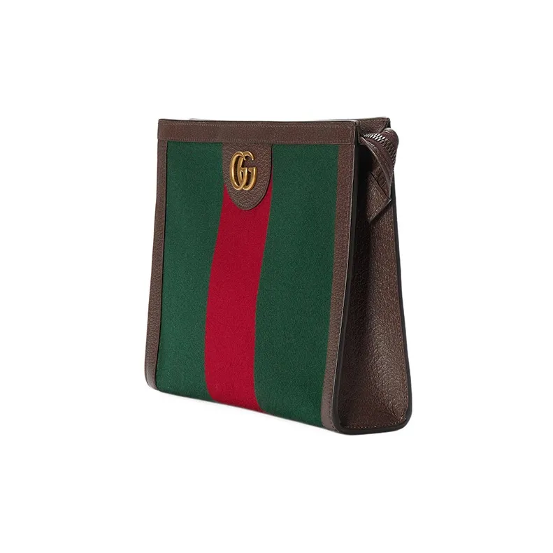 GUCCI Canvas Makeup Bag Men's Green/Red/Brown-2