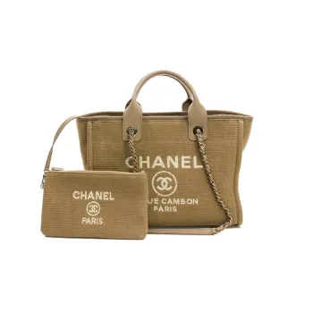 CHANEL With Leather Beach Bag, Tote Bag, Shopping Bag, Shoulder Bag, Handbag Trumpets Women's Beige/Apricot