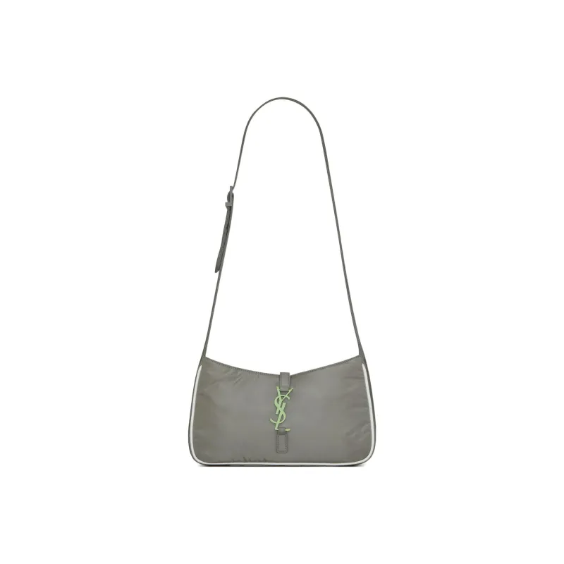 SAINT LAURENT LE5A7 Recycled Nylon Shoulder Bag, Crossbody Bag Women's Gray-1