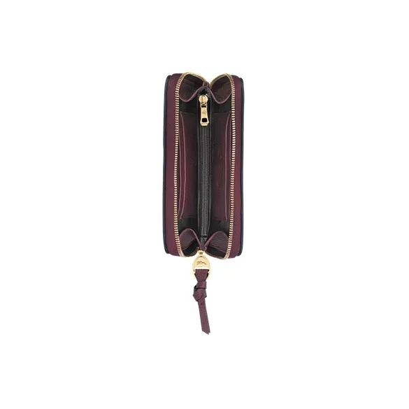 LONGCHAMP Mailbo Grained Cow Leather Wallet Women's Red-1