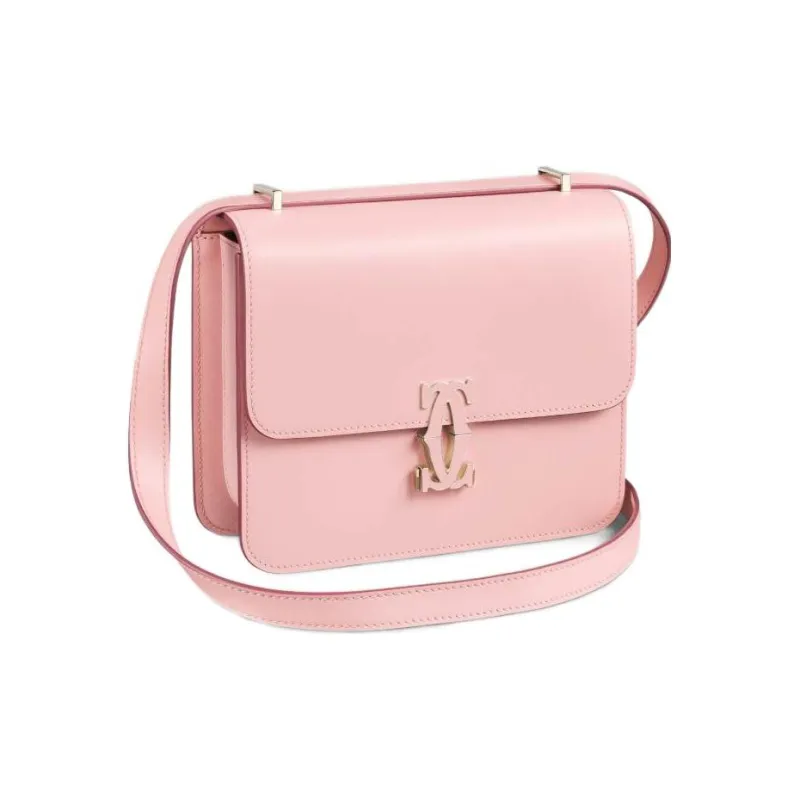 CARTIER Double C Calfskin Shoulder Bag Crossbody Bag Mini Women's Pink-0