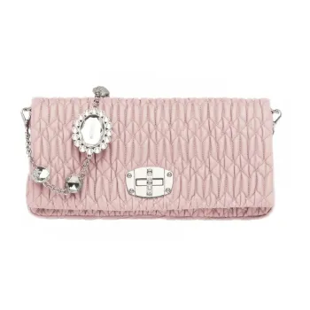 MIU MIU Soft Sheep Leather Handheld Crossbody Bag, Shoulder Bag Women's Pink Water Lily