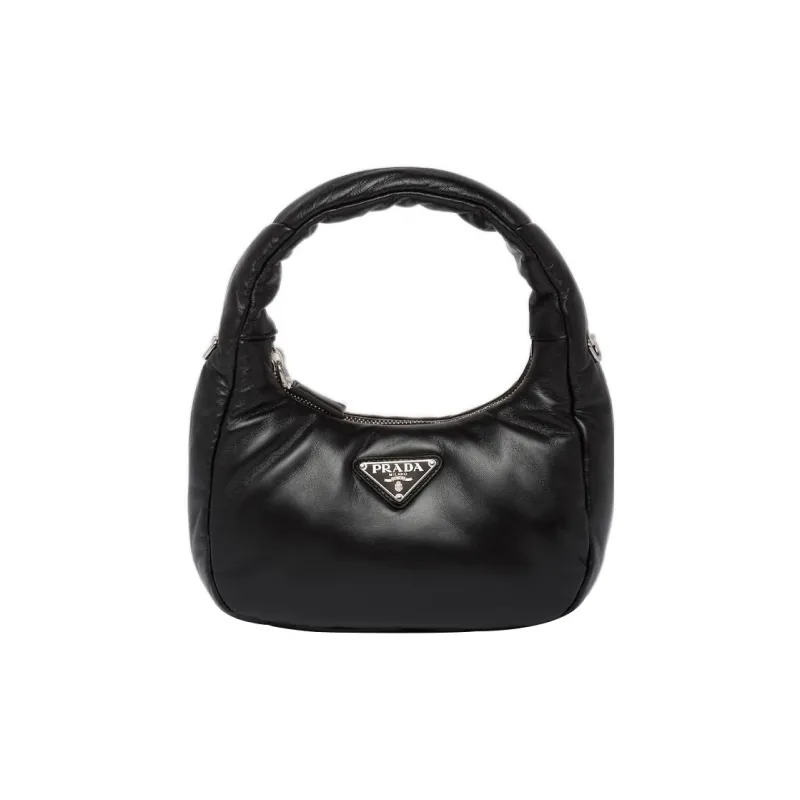 PRADA Soft Sheep Leather Shoulder Bag, Crossbody Bag, Handbag Mini Women's Black-0