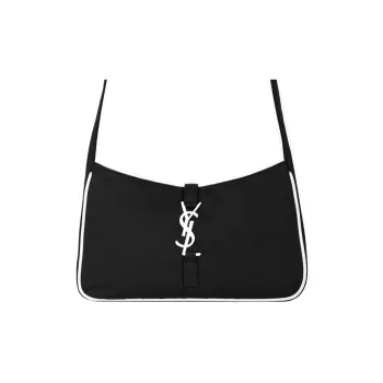 SAINT LAURENT LE5A7 Recycled Nylon Shoulder Bag, Crossbody Bag Women's Black/White
