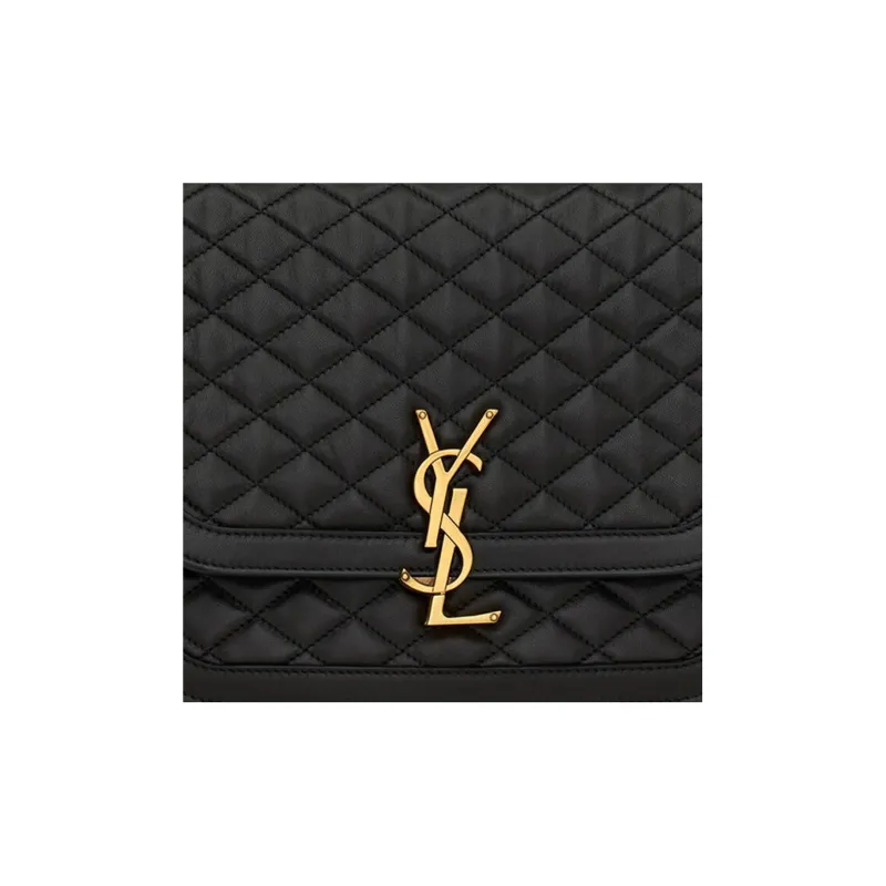 SAINT LAURENT SOLFERINO Soft Quilting Sheepskin Tofu Bag Crossbody Bag Shoulder Bag Women's Black-7